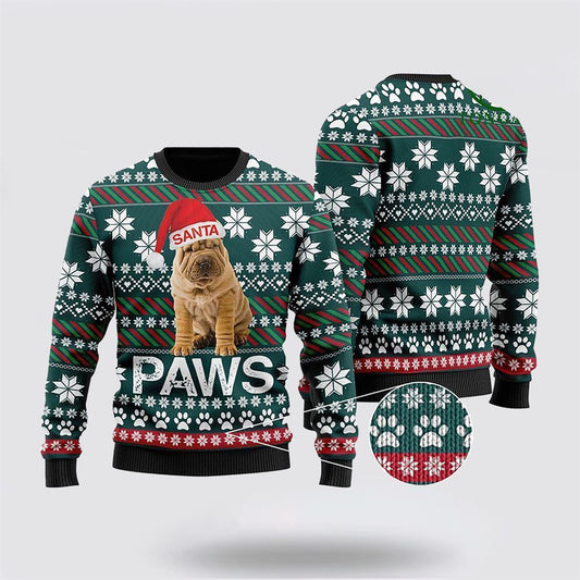 Pet Dog Sweater, Chinese Shar-Pei Santa PrintedUgly Christmas Sweater, Gift For Dog Love, Winter Fashion