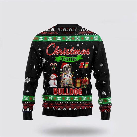 Pet Dog Sweater, Christmas Is Better With BulldogUgly Christmas Sweater, Gift For Dog Love, Winter Fashion