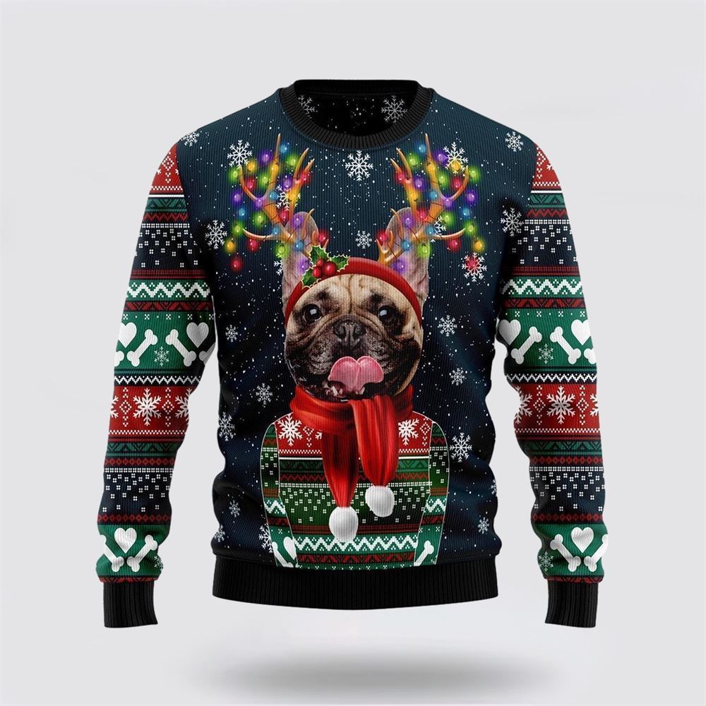 Pet Dog Sweater, Cool French BulldogUgly Christmas Sweater, Gift For Dog Love, Winter Fashion