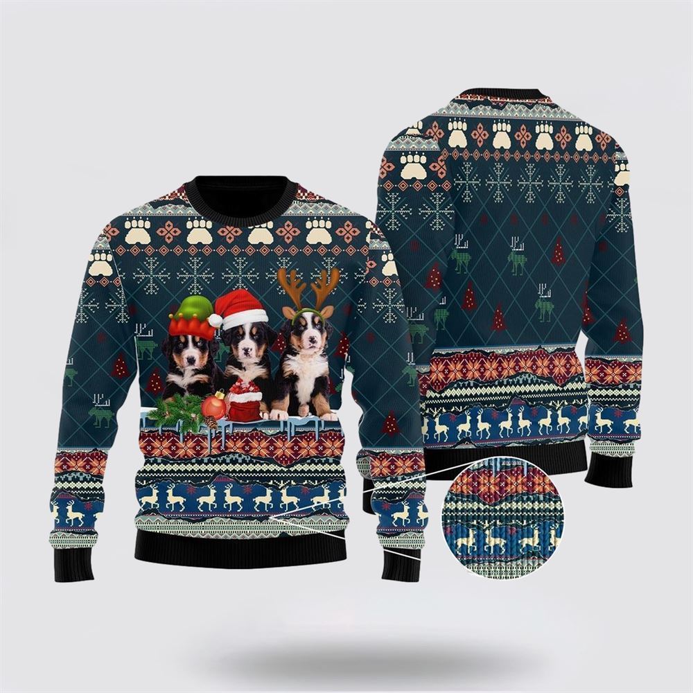 Pet Dog Sweater, Cute Bernese Mountain Dog ChristmasUgly Christmas Sweater, Gift For Dog Love, Winter Fashion