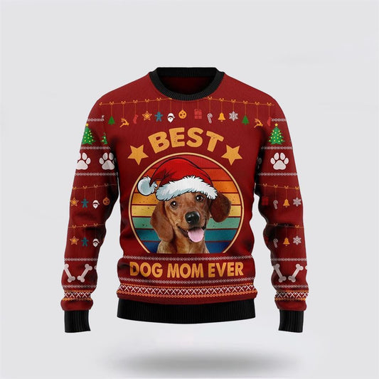 Pet Dog Sweater, Dachshund Best Dog Mom EverUgly Christmas Sweater, Gift For Dog Love, Winter Fashion