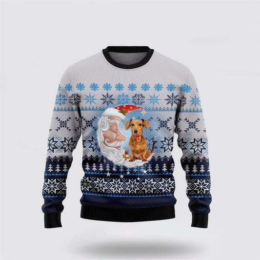 Pet Dog Sweater, Dachshund Dog Love Santa MoonUgly Christmas Sweater, Gift For Dog Love, Winter Fashion