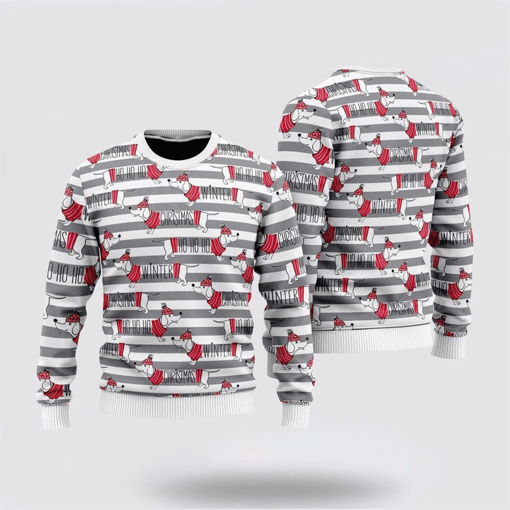 Pet Dog Sweater, Dachshund Through The SnowUgly Christmas Sweater, Gift For Dog Love, Winter Fashion
