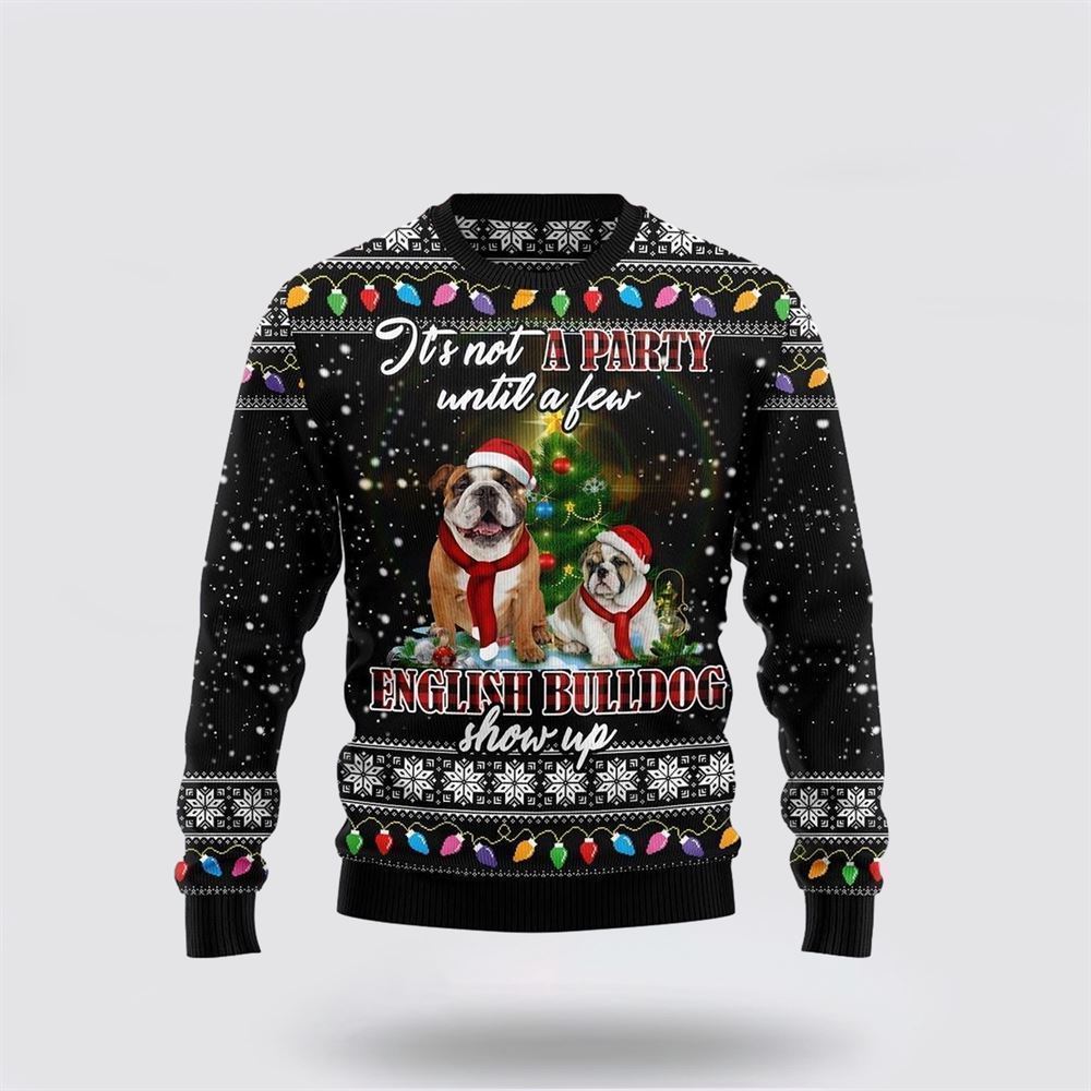 Pet Dog Sweater, English Bulldog Show UpUgly Christmas Sweater, Gift For Dog Love, Winter Fashion
