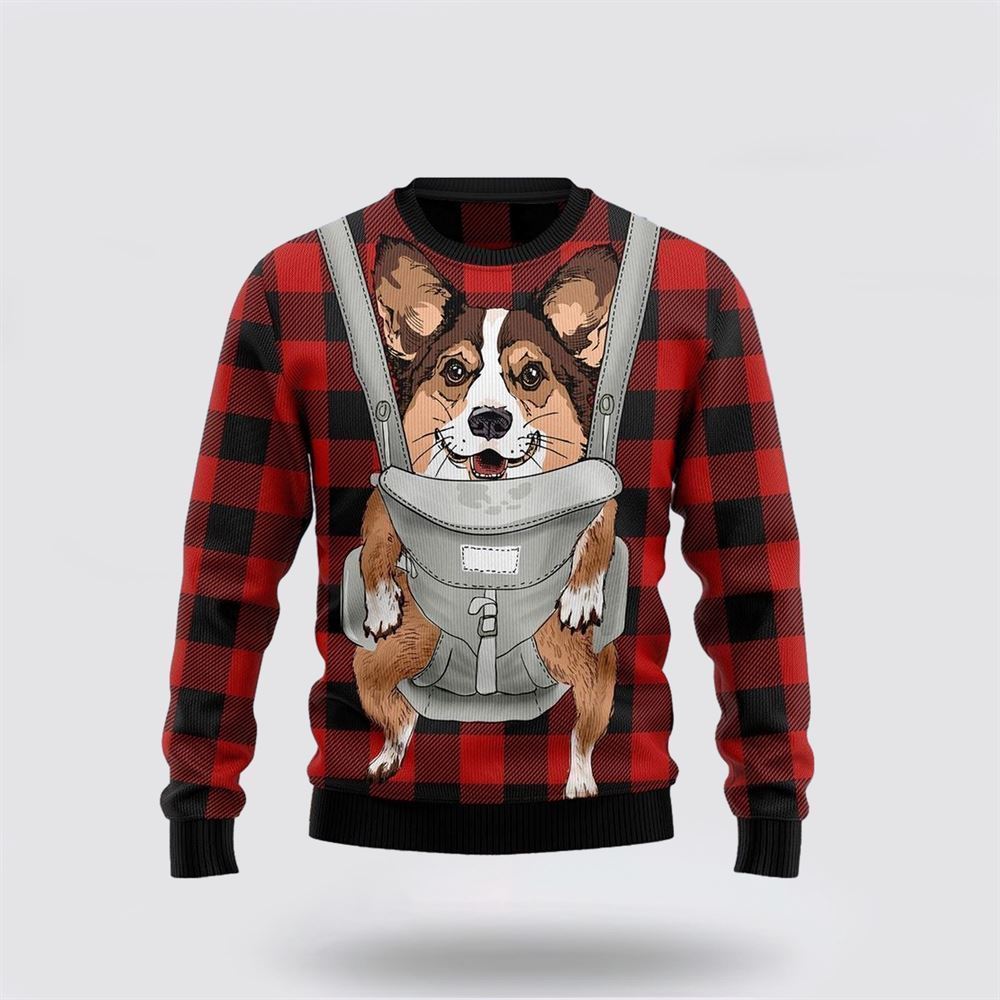Pet Dog Sweater, Front Carrier Dog Pembroke Welsh CorgiUgly Christmas Sweater, Gift For Dog Love, Winter Fashion