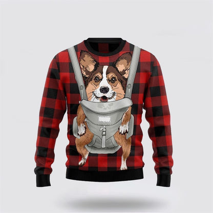 Pet Dog Sweater, Front Carrier Dog Pembroke Welsh CorgiUgly Christmas Sweater, Gift For Dog Love, Winter Fashion