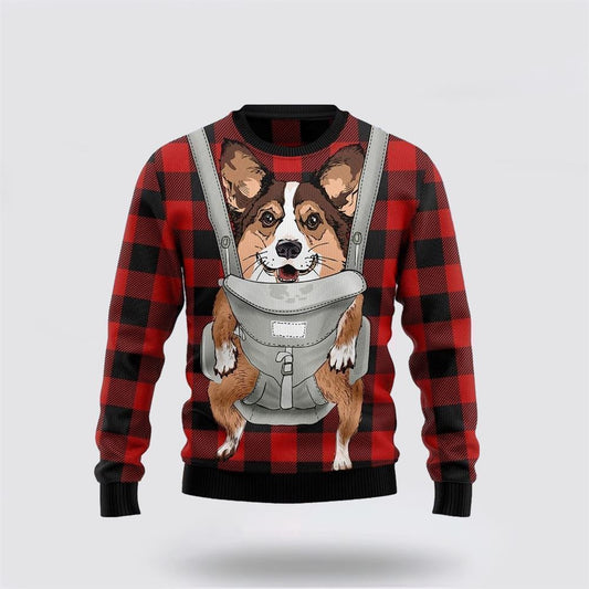 Pet Dog Sweater, Front Carrier Dog Pembroke Welsh CorgiUgly Christmas Sweater, Gift For Dog Love, Winter Fashion
