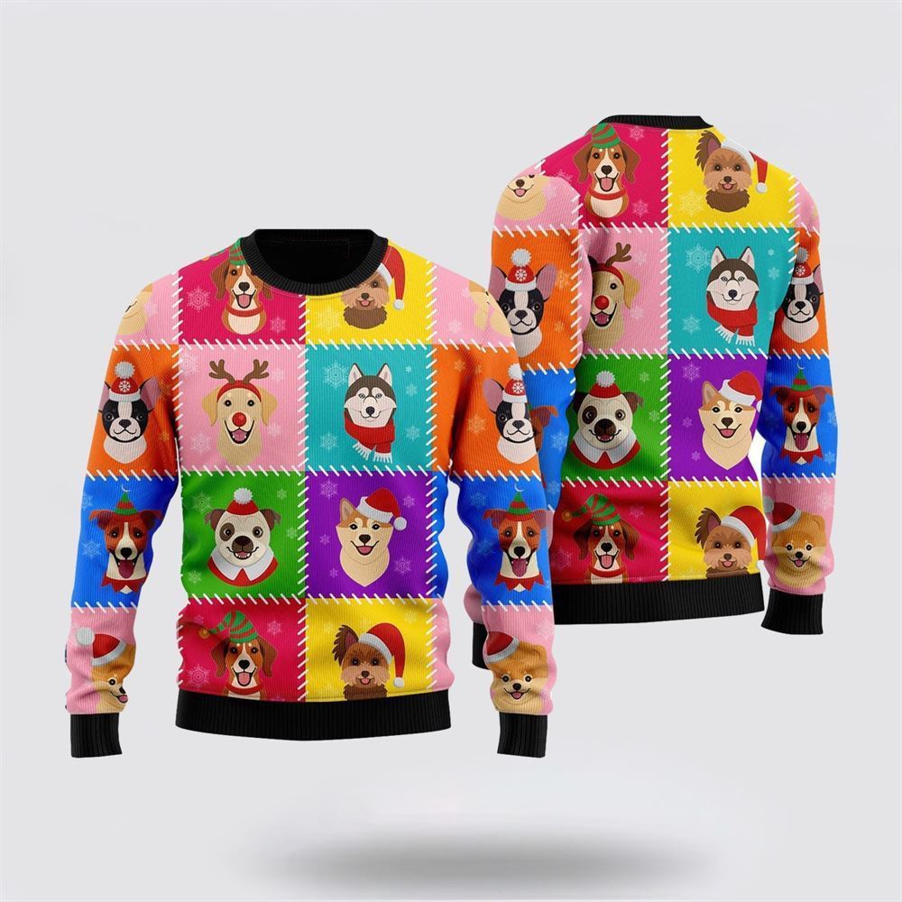 Pet Dog Sweater, Funny Dog Breeds Face ChristmasUgly Christmas Sweater, Gift For Dog Love, Winter Fashion