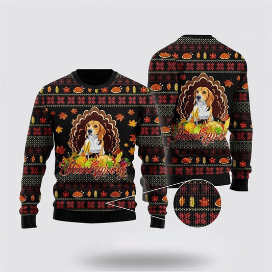 Pet Dog Sweater, Happy Thanksgiving Funny Beagle DogUgly Christmas Sweater, Gift For Dog Love, Winter Fashion