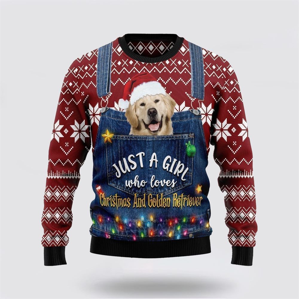 Pet Dog Sweater, Just A Girl Who Loves Christmas And Golden RetrieverUgly Christmas Sweater, Gift For Dog Love, Winter Fashion