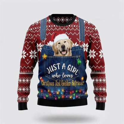 Pet Dog Sweater, Just A Girl Who Loves Christmas And Golden RetrieverUgly Christmas Sweater, Gift For Dog Love, Winter Fashion