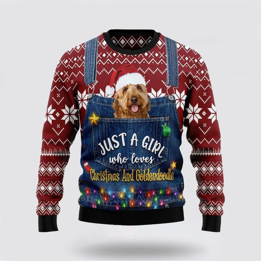 Pet Dog Sweater, Just A Girl Who Loves Christmas And GoldendoodleUgly Christmas Sweater, Gift For Dog Love, Winter Fashion