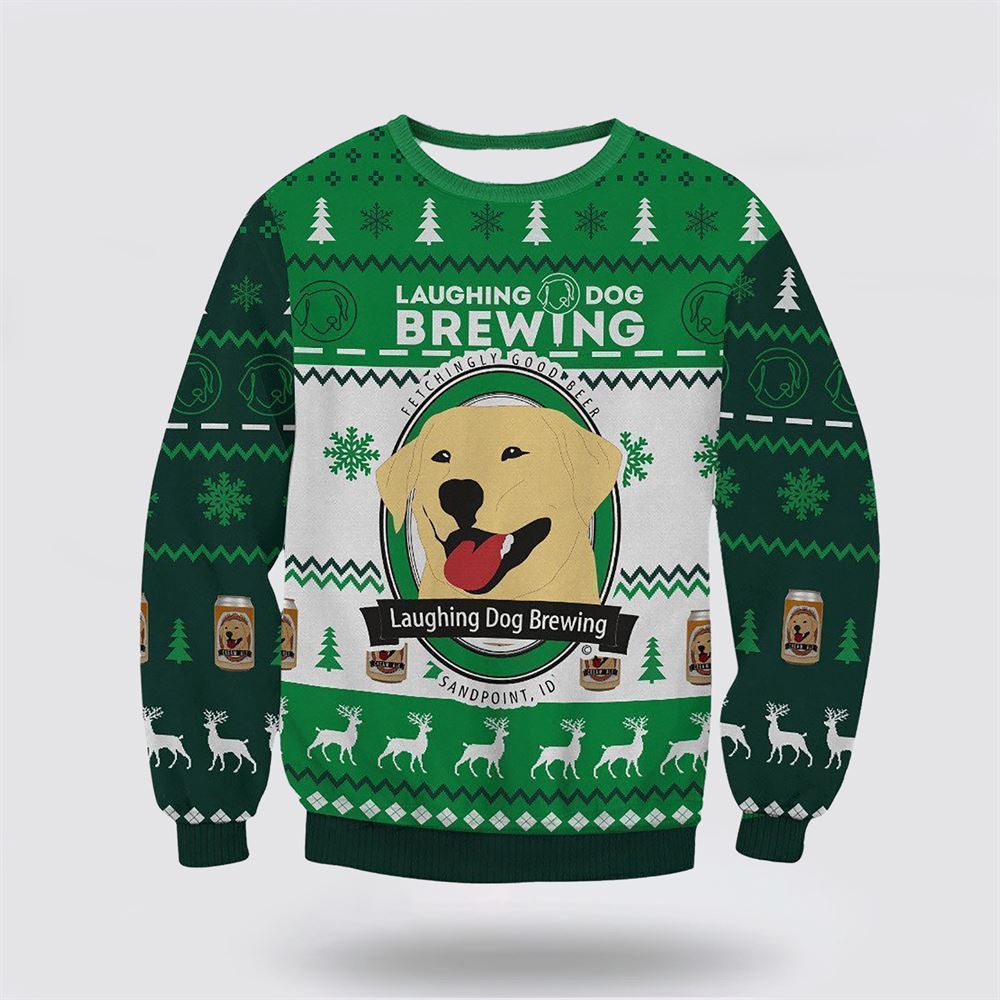 Pet Dog Sweater, Laughing Dog Brewing Christmas 3d UglyUgly Christmas Sweater, Gift For Dog Love, Winter Fashion