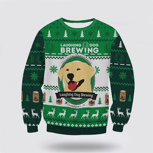 Pet Dog Sweater, Laughing Dog Brewing Christmas 3d UglyUgly Christmas Sweater, Gift For Dog Love, Winter Fashion
