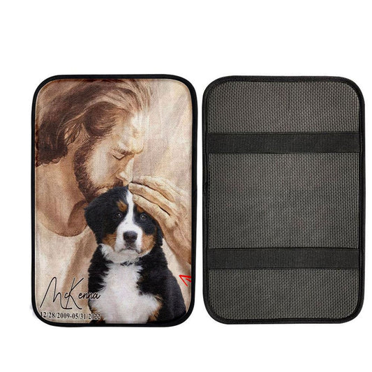 Pet Memorial Art  Jesus Holding Dog Car Center Console Cover  Dog Memorial Pictures  Dog Loss Gift  Custom Dog Pictures