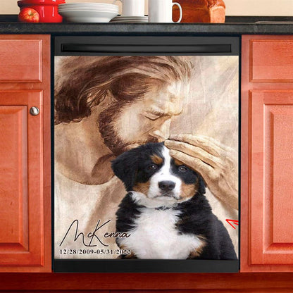 Pet Memorial Art Jesus Holding Dog Dishwasher Cover, Dog Memorial Pictures Dog Loss Gift,Custom Dog Pictures