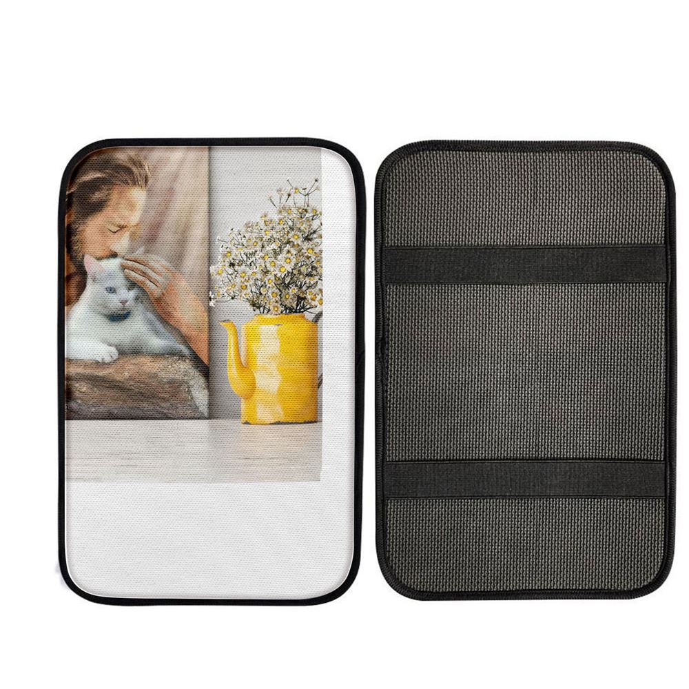 Pet Memorial Portraits  Jesus Holding Cat Car Center Console Cover  Cat Memorial Pictures, Cat Car Armrest Pad