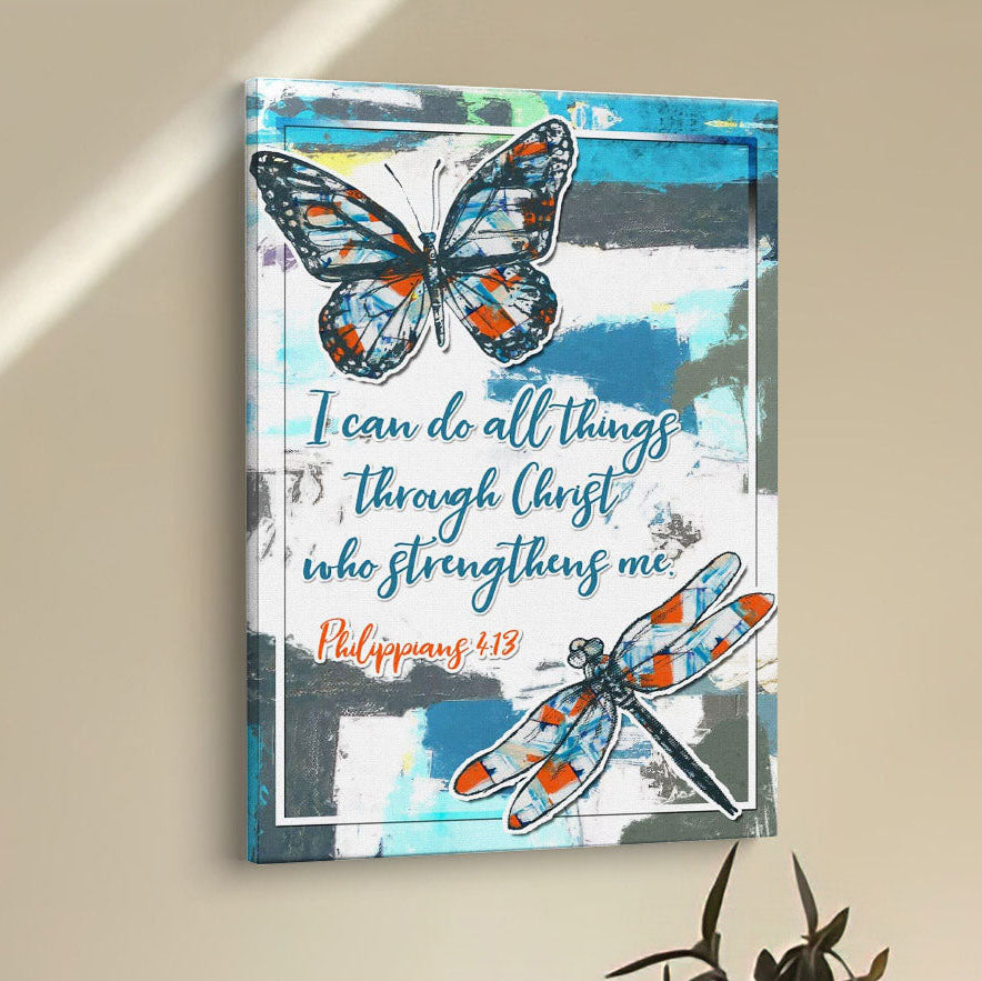 Philippians 413 I Can Do All Things Through Christ Butterfly Canvas Prints - Bible Verse Wall Decor - Scripture Wall Art