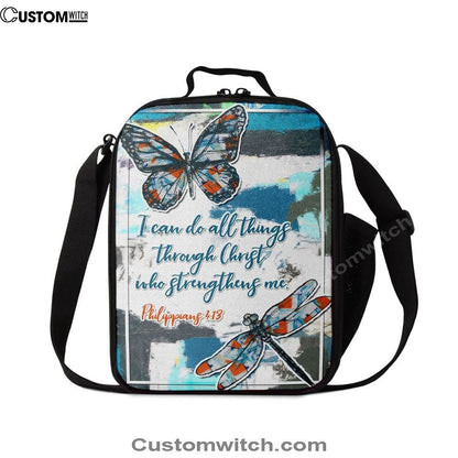 Philippians 413 I Can Do All Things Through Christ Butterfly Lunch Bags, Bible Verse Lunch Bag For Men And Women