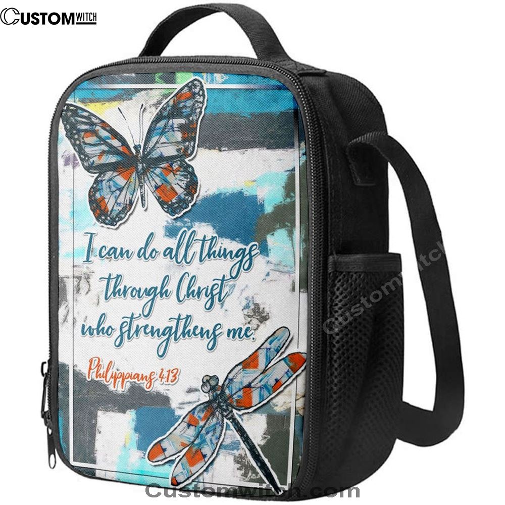 Philippians 413 I Can Do All Things Through Christ Butterfly Lunch Bags, Bible Verse Lunch Bag For Men And Women