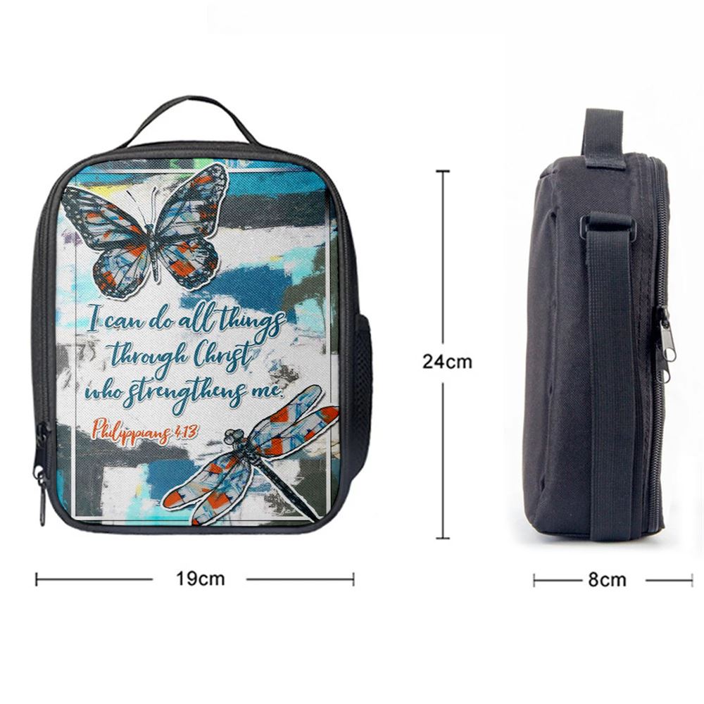 Philippians 413 I Can Do All Things Through Christ Butterfly Lunch Bags, Bible Verse Lunch Bag For Men And Women