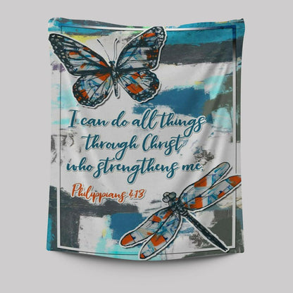 Philippians 413 I Can Do All Things Through Christ Butterfly Tapestry Prints - Bible Verse Wall Decor - Scripture Wall Art