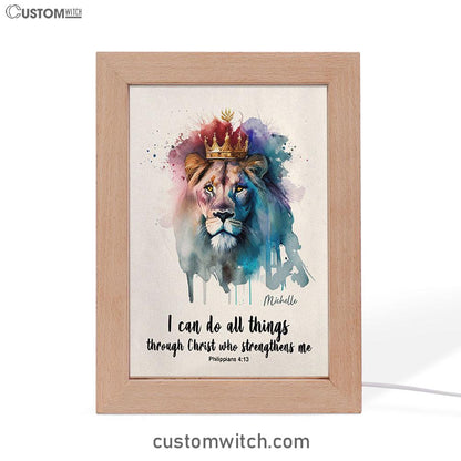 Philippians 413 I Can Do All Things Through Christ Personalized Frame Lamp Art - Religious Gifts Night Light - Bible Frame Lamp Art