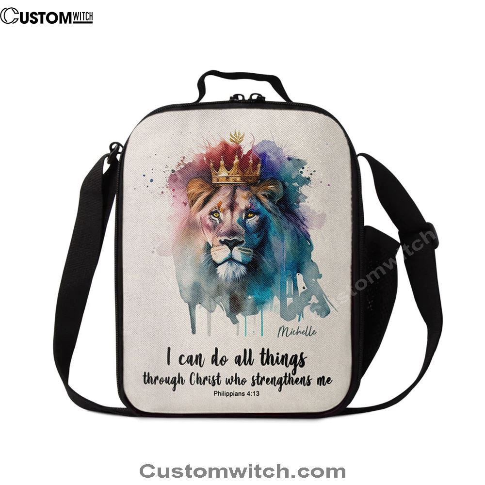 Philippians 413 I Can Do All Things Through Christ Personalized Lunch Bag, Bible Verse Lunch Bag For Men And Women