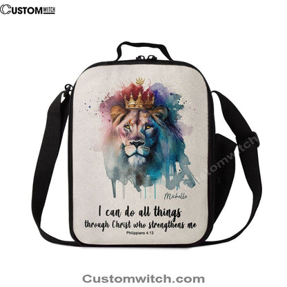 Philippians 413 I Can Do All Things Through Christ Personalized Lunch Bag, Bible Verse Lunch Bag For Men And Women
