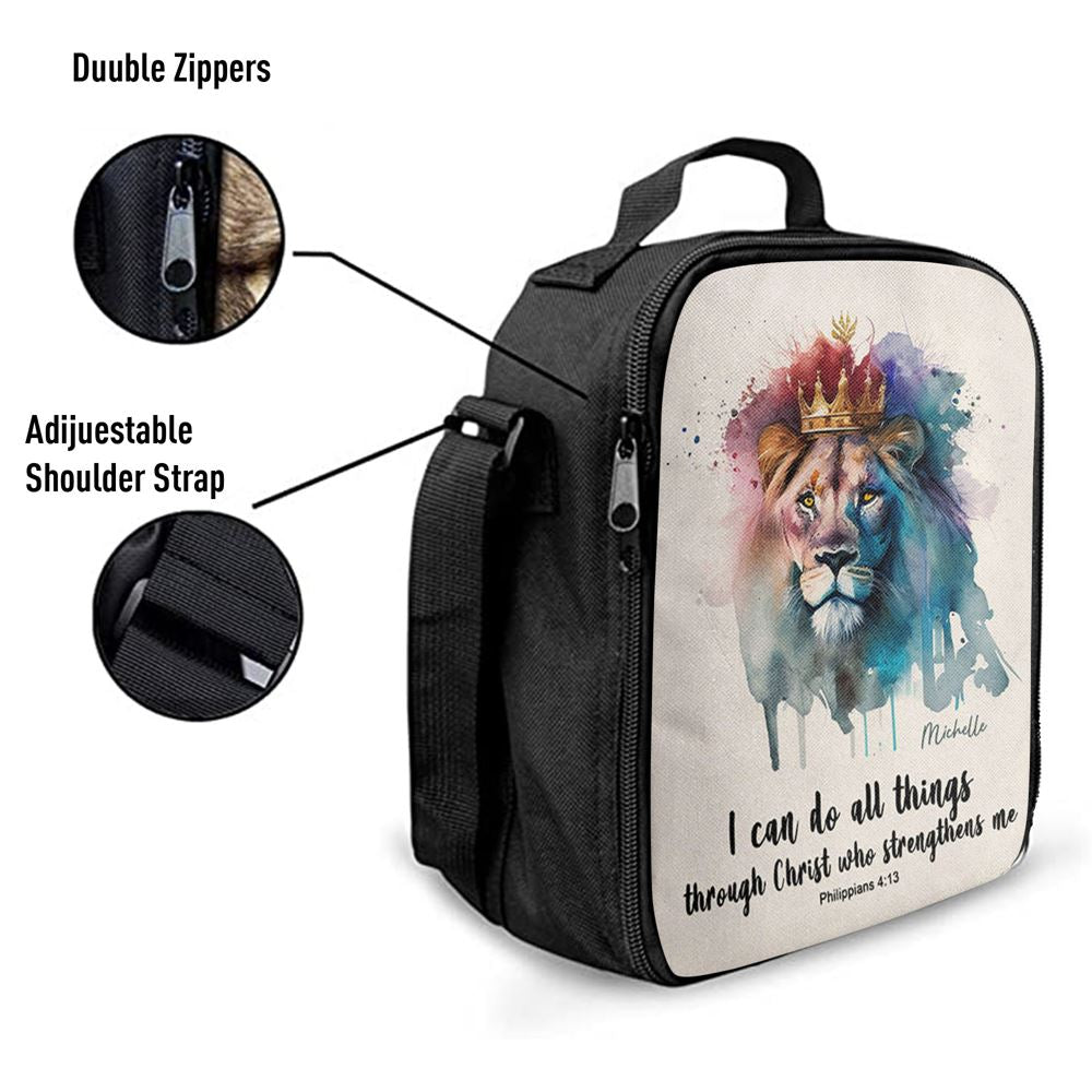 Philippians 413 I Can Do All Things Through Christ Personalized Lunch Bag, Bible Verse Lunch Bag For Men And Women