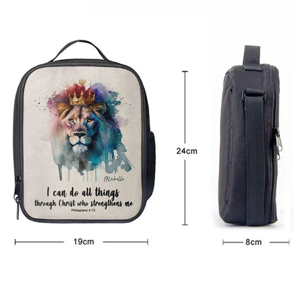Philippians 413 I Can Do All Things Through Christ Personalized Lunch Bag, Bible Verse Lunch Bag For Men And Women