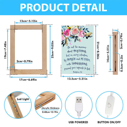 Philippians 4 6 Do Not Be Anxious About Anything Frame Lamp Prints - Christian Night Light Decor