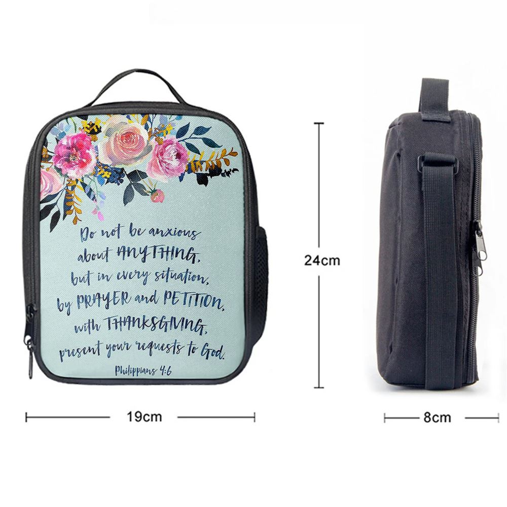 Philippians 4 6 Do Not Be Anxious About Anything Lunch Bags, Bible Verse Lunch Bag For Men And Women