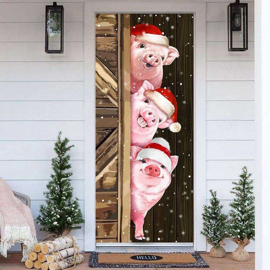 Pig Christmas Door Cover Christmas Gift Home Decor, Christmas Door Knob Covers, Christmas Outdoor Decoration