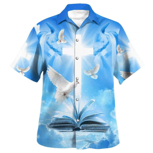 Pigeon Cross And Bible Hawaiian Shirt For Men, Christian Hawaiian Shirt, Gift For Christian