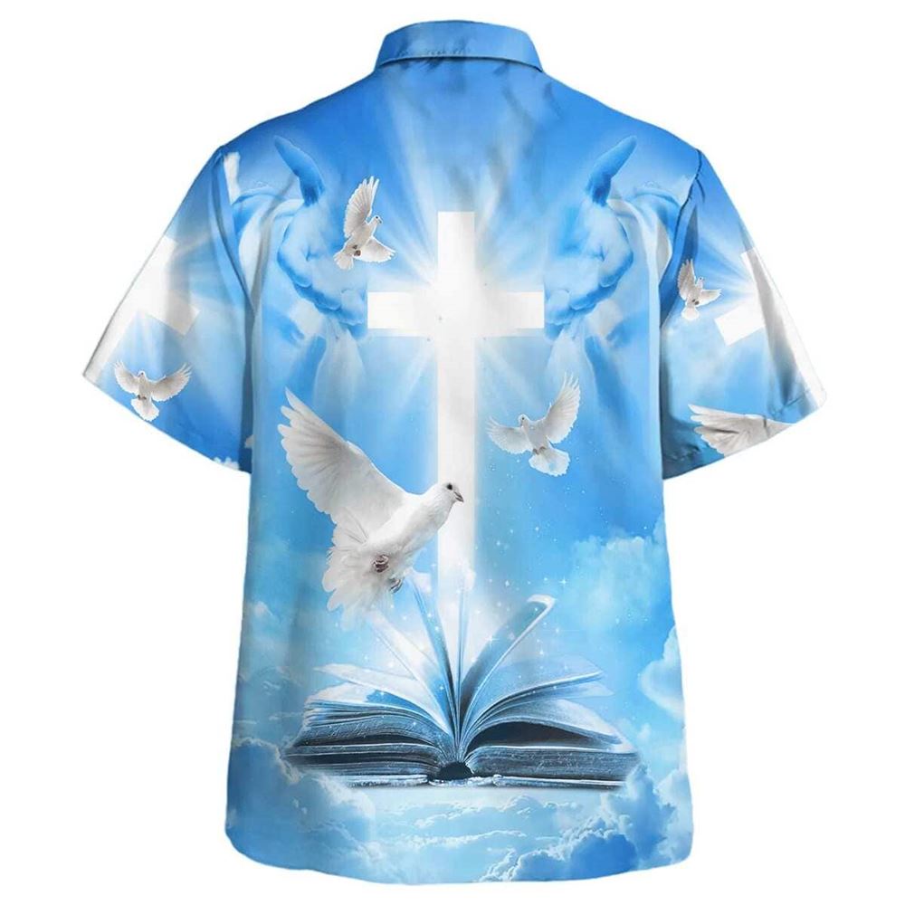 Pigeon Cross And Bible Hawaiian Shirt For Men, Christian Hawaiian Shirt, Gift For Christian