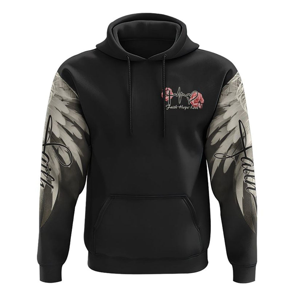 Pink Rose Cross Wings Vintage All Over Print 3D Hoodie, Christian Hoodie, Christian Sweatshirt, Bible Verse Shirt