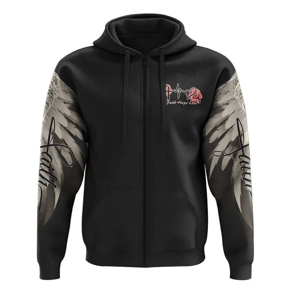 Pink Rose Cross Wings Vintage All Over Print 3D Hoodie, Christian Hoodie, Christian Sweatshirt, Bible Verse Shirt