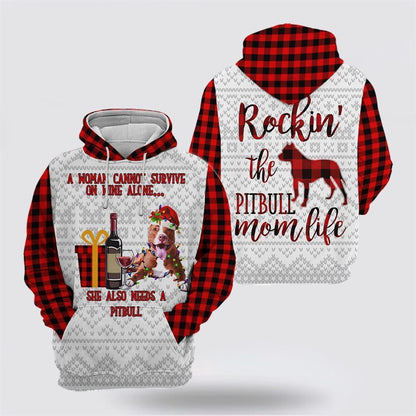 Pitbull Dog Wine Christmas All Over Print 3D Hoodie For Men & Women, Christmas Dog Hoodie, Christmas Hoodie Cute, Christmas Gift