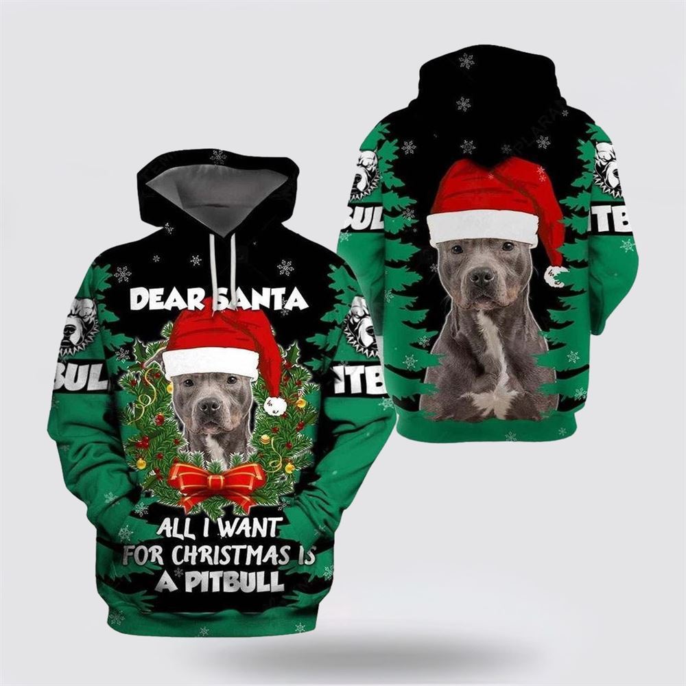 Pitbull Terrier Christmas All Over Print 3D Hoodie For Men & Women, Christmas Dog Hoodie, Christmas Hoodie Cute, Christmas Gift