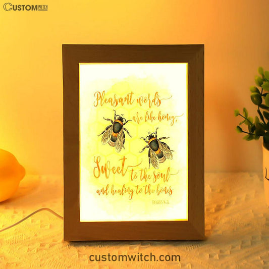 Pleasant Words Are Like Honey Bee Art - Proverbs 16 24 - Christian Night Light Decor