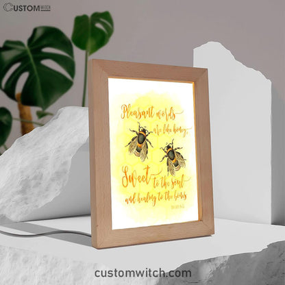 Pleasant Words Are Like Honey Bee Art - Proverbs 16 24 - Christian Night Light Decor