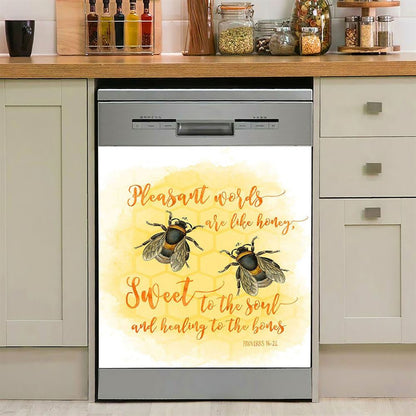 Pleasant Words Are Like Honey Bee Dishwasher Cover, Proverbs 16 24 Dishwasher Wrap, Christian Kitchen Decoration