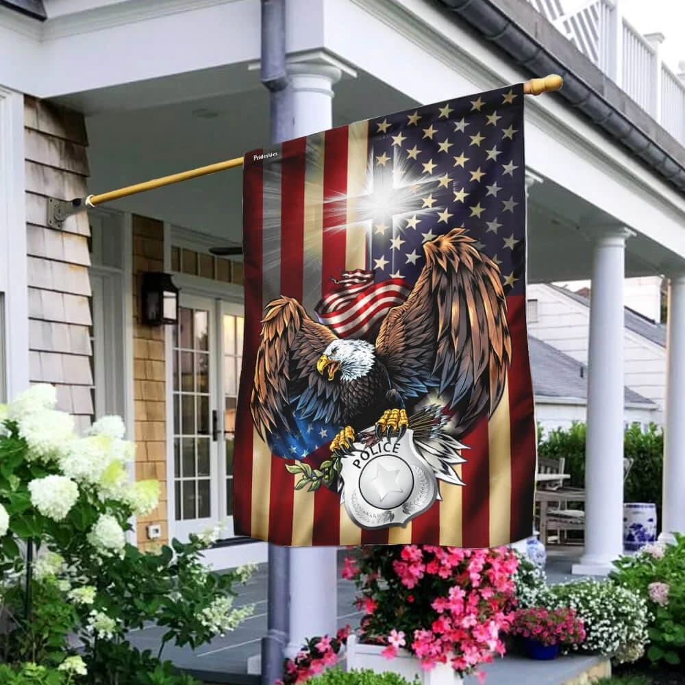 Police Christian Cross American Us House Flags, Christian Flag, Script ...