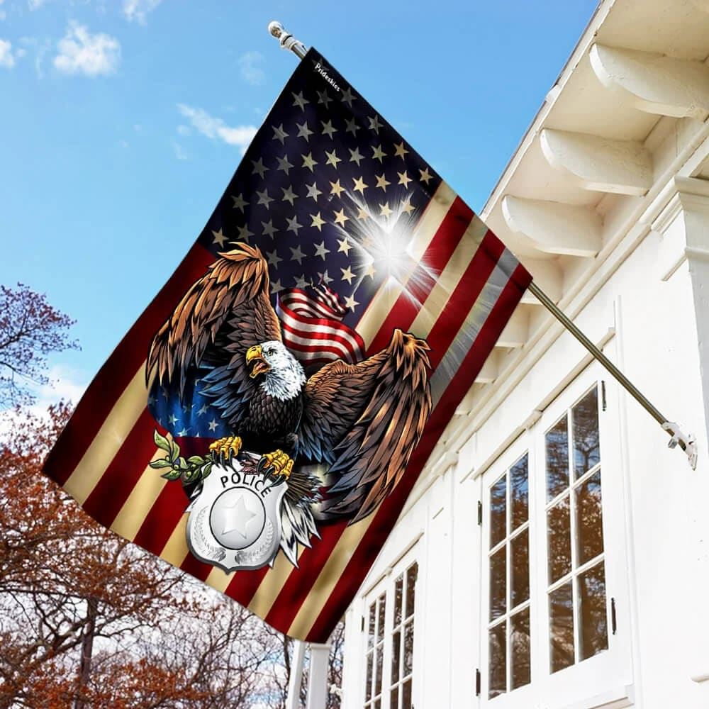 Police Christian Cross American Us House Flags, Christian Flag, Scripture Flag, Garden Banner