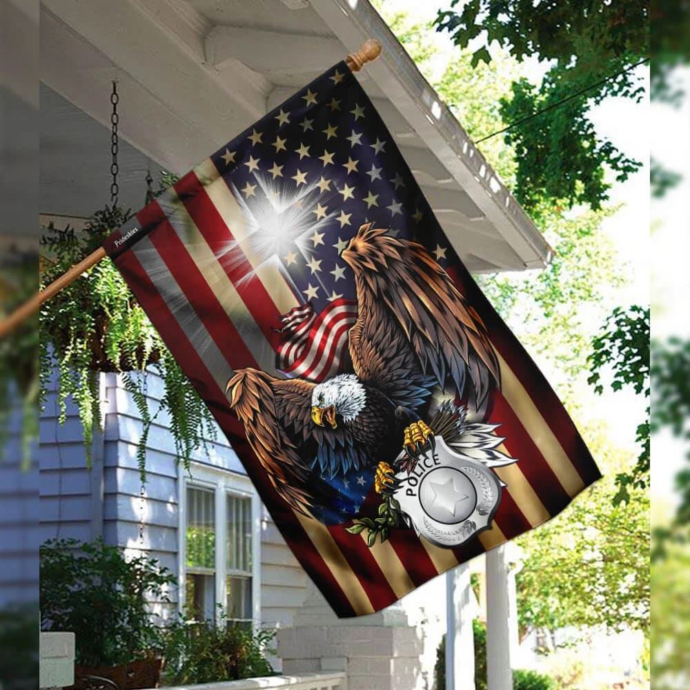 Police Christian Cross American Us House Flags, Christian Flag, Scripture Flag, Garden Banner