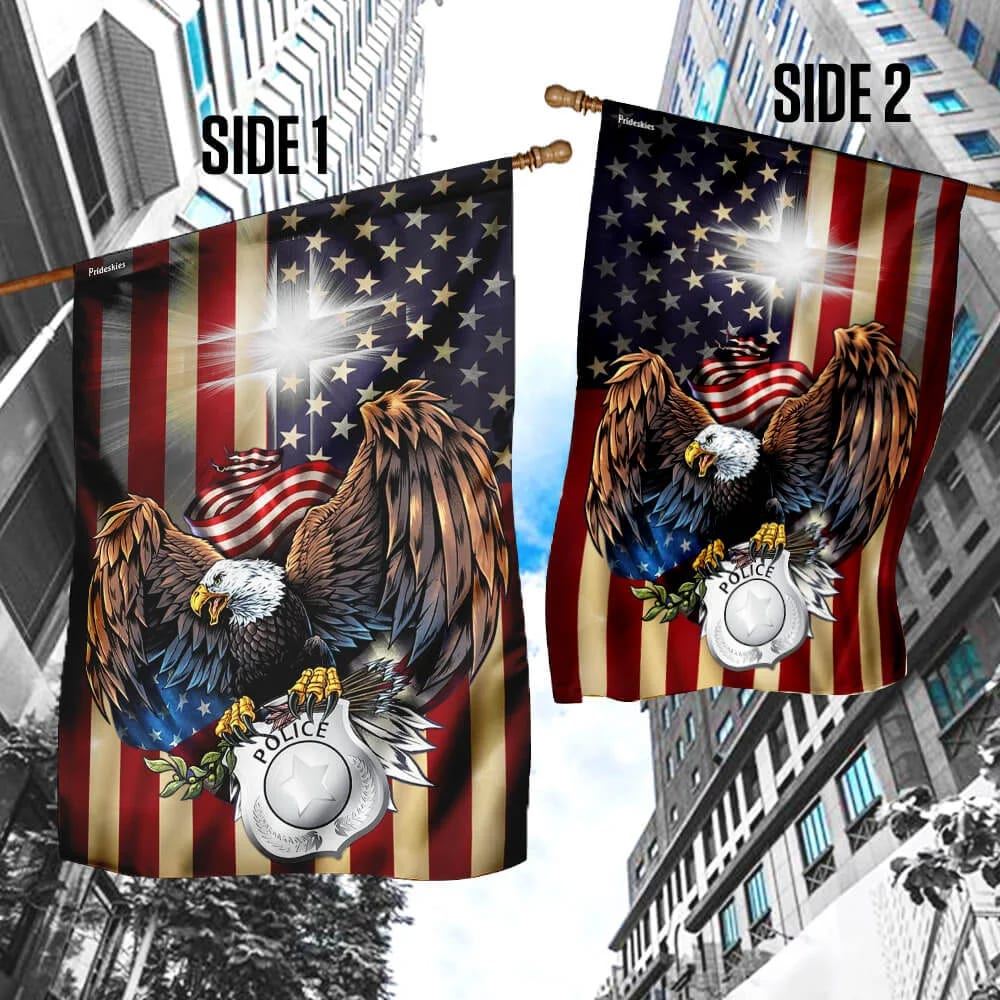 Police Christian Cross American Us House Flags, Christian Flag, Scripture Flag, Garden Banner