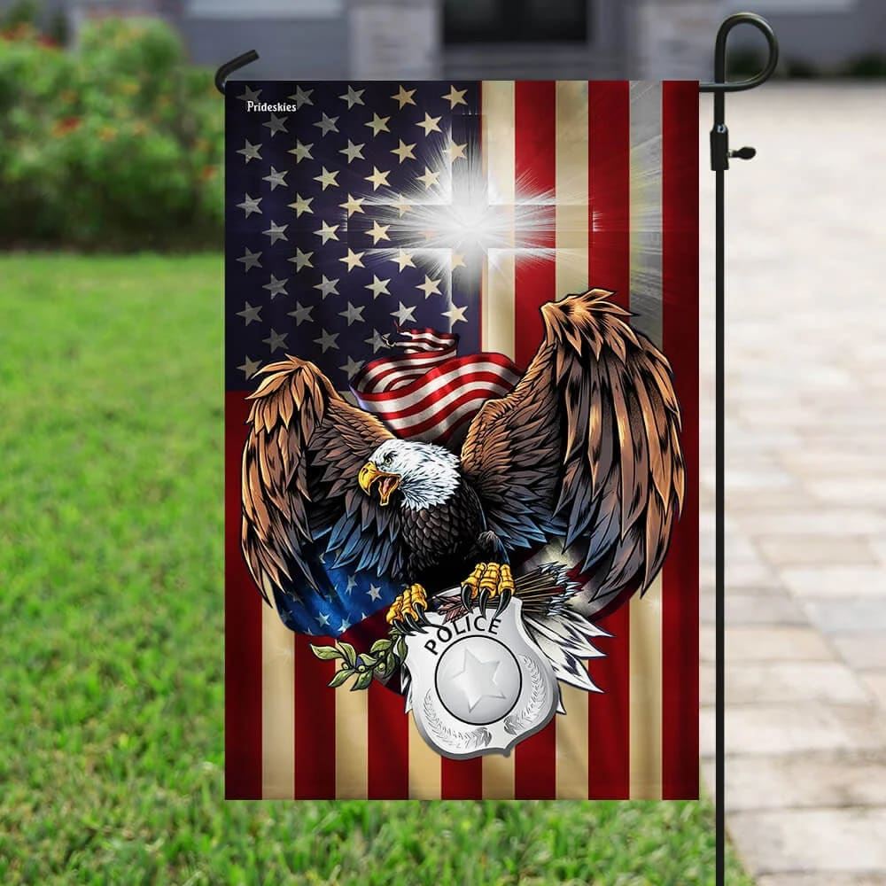 Police Christian Cross American Us House Flags, Christian Flag, Scripture Flag, Garden Banner