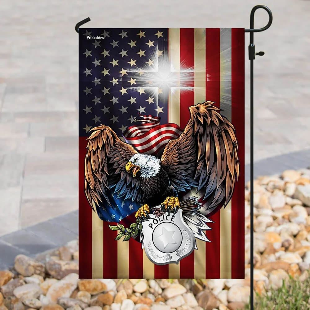 Police Christian Cross American Us House Flags, Christian Flag, Scripture Flag, Garden Banner