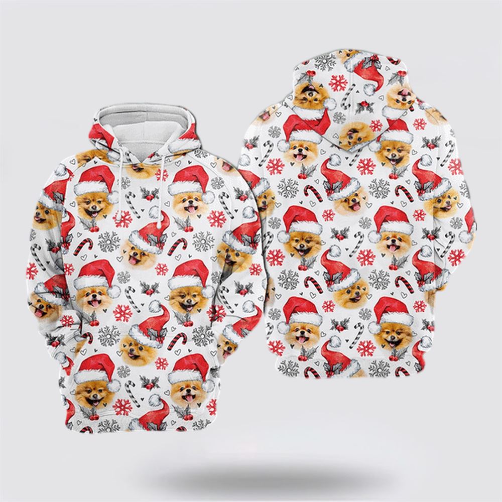 Pomeranian Dog Christmas Decor All Over Print 3D Hoodie For Men & Women, Christmas Dog Hoodie, Christmas Hoodie Cute, Christmas Gift